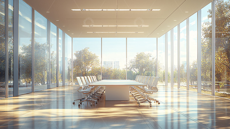 高清大图下载【趣麦麦图】阳光洒进的现代化会议室