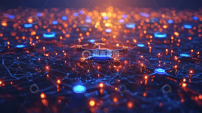 高清大图下载【趣麦麦图】未来科技感无人机集群