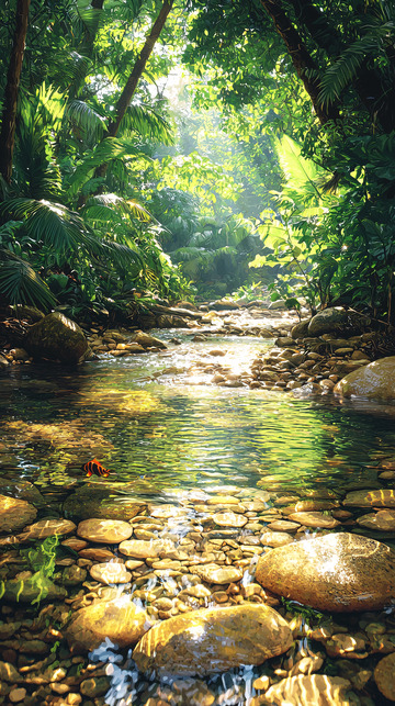 热带雨林中的溪流