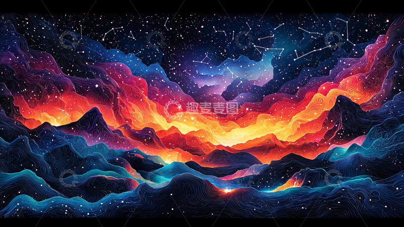 高清大图下载【趣麦麦图】星空山脉