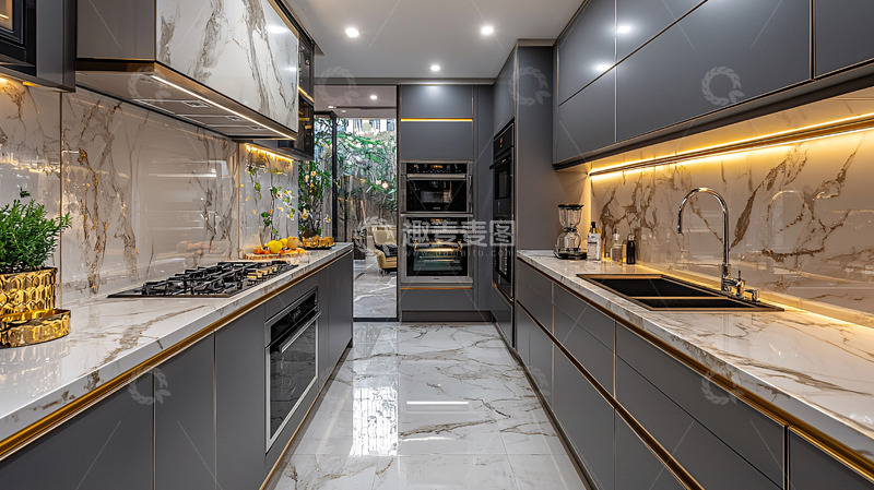 高清大图下载【趣麦麦图】现代轻奢厨房设计