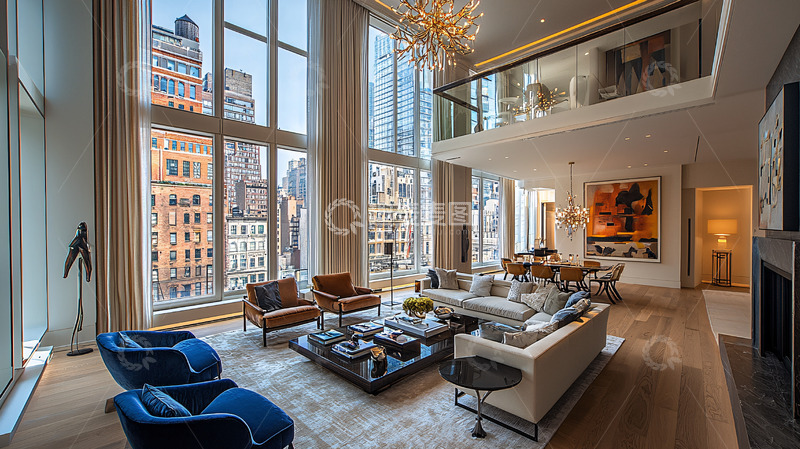 高清大图下载【趣麦麦图】豪华复式公寓客厅