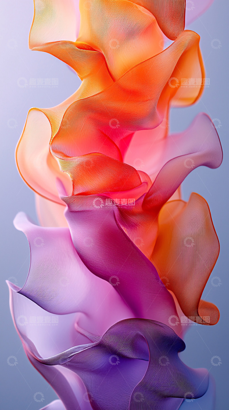 高清大图下载【趣麦麦图】彩色丝绸飘逸堆叠