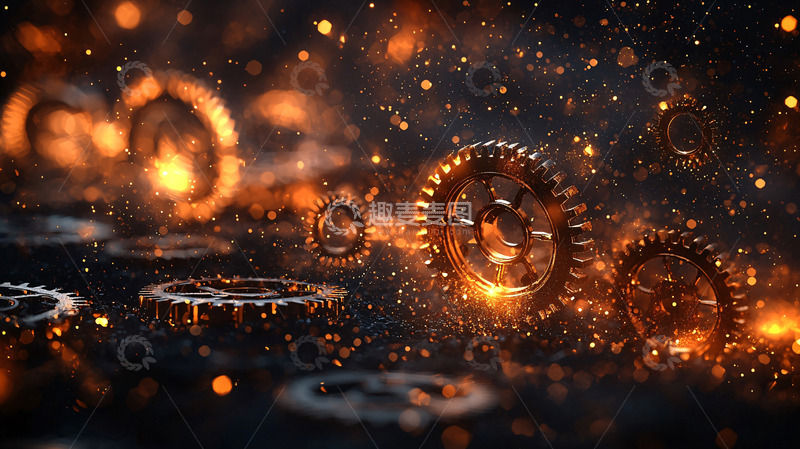 高清大图下载【趣麦麦图】火花四溅的金属齿轮