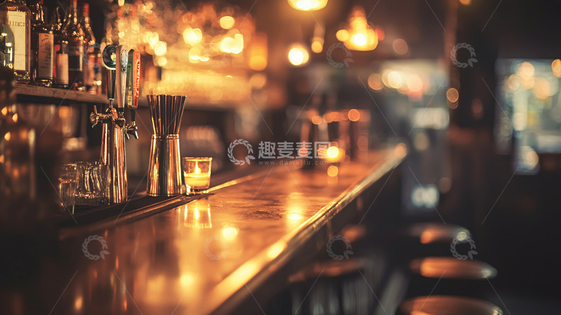 高清大图下载【趣麦麦图】酒吧昏暗灯光下的吧台