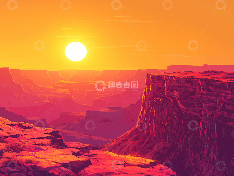 高清大图下载【趣麦麦图】日落峡谷景观