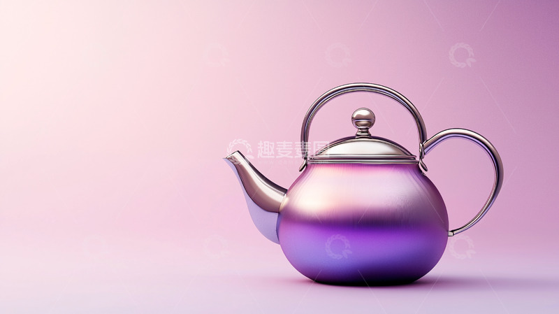 高清大图下载【趣麦麦图】紫色金属茶壶