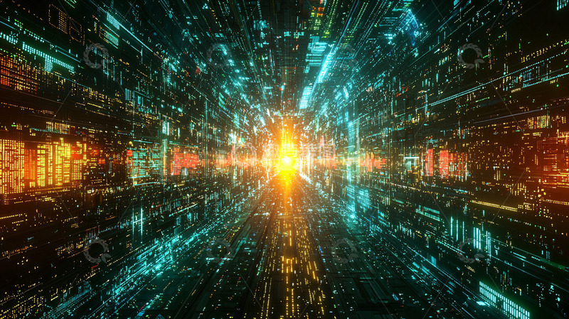 高清大图下载【趣麦麦图】抽象科技感数据隧道