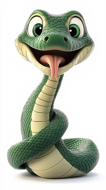 绿色卡通蛇吐着舌头