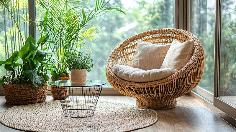 高清大图下载【趣麦麦图】藤编圆形座椅