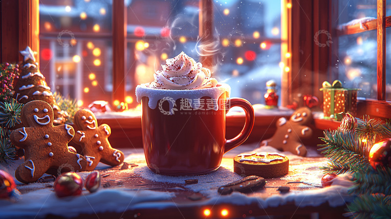 高清大图下载【趣麦麦图】圣诞节热巧克力