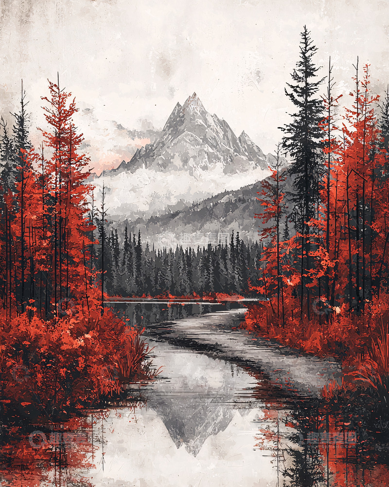 高清大图下载【趣麦麦图】红树林山峰倒影湖泊