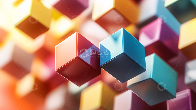 高清大图下载【趣麦麦图】彩色立方体漂浮