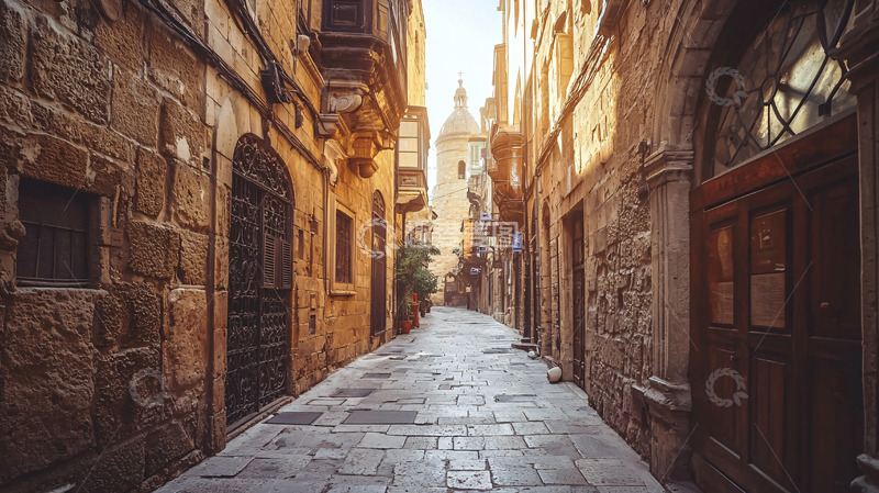 高清大图下载【趣麦麦图】欧洲古镇石板路