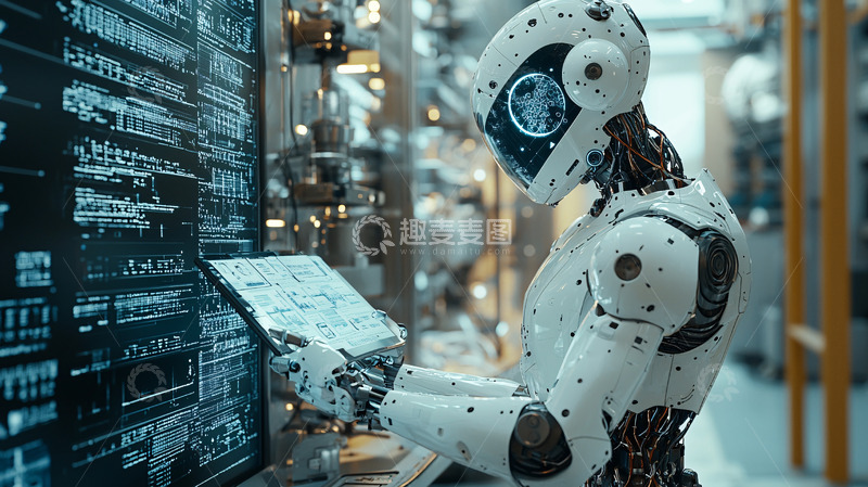 高清大图下载【趣麦麦图】机器人操作电脑