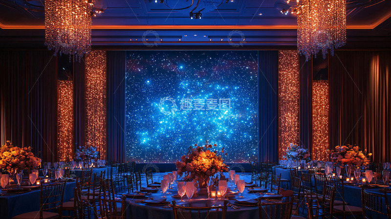 高清大图下载【趣麦麦图】梦幻蓝色星光婚礼背景