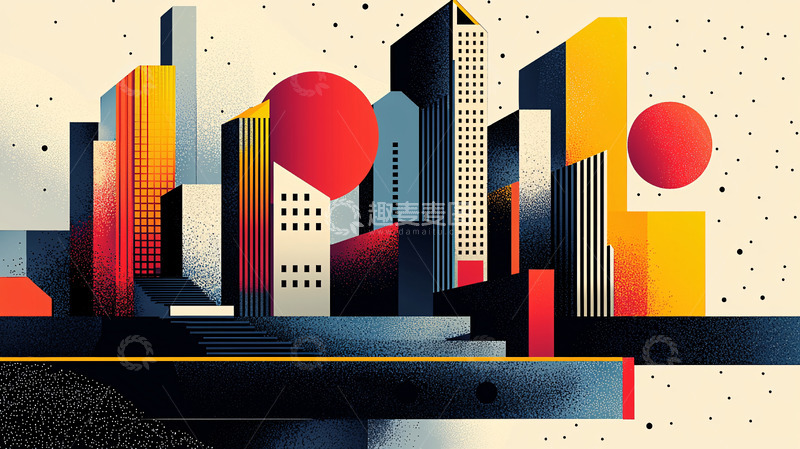 高清大图下载【趣麦麦图】抽象城市建筑