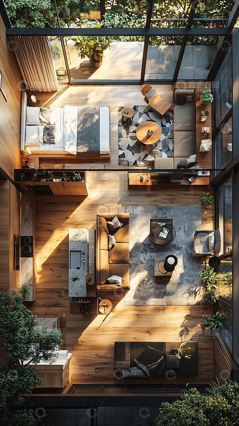 高清大图下载【趣麦麦图】鸟瞰图现代简约风格家居设计