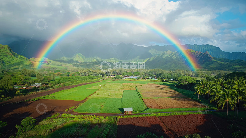 高清大图下载【趣麦麦图】彩虹田园风光