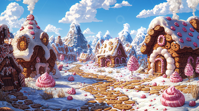 高清大图下载【趣麦麦图】童话般姜饼屋村庄