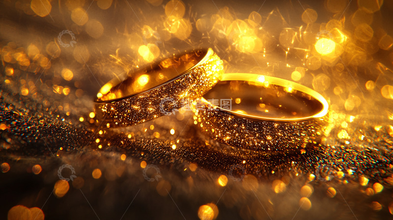 高清大图下载【趣麦麦图】闪耀金光婚礼对戒