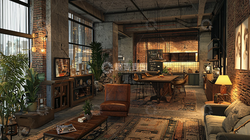 高清大图下载【趣麦麦图】工业风loft公寓