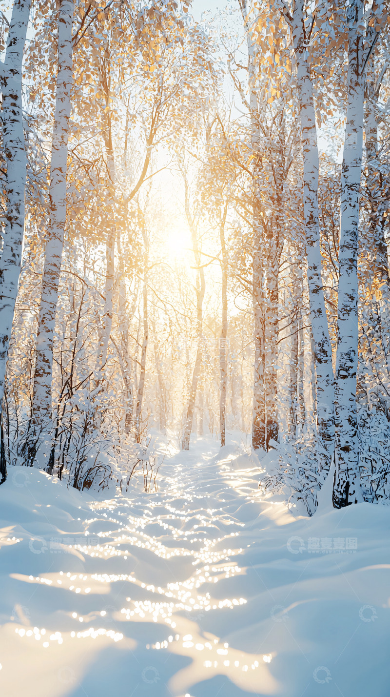 高清大图下载【趣麦麦图】冬日森林雪景