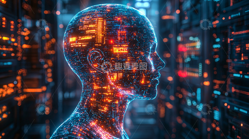 高清大图下载【趣麦麦图】人工智能人头侧面图