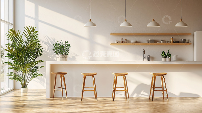 高清大图下载【趣麦麦图】极简风格厨房吧台设计