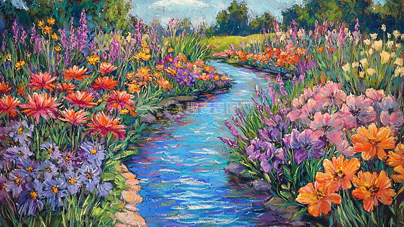 高清大图下载【趣麦麦图】溪流边盛开的鲜花