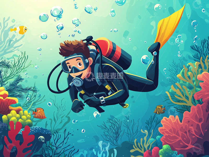 高清大图下载【趣麦麦图】潜水员