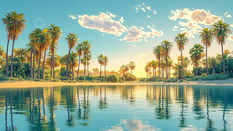 高清大图下载【趣麦麦图】阳光沙滩棕榈树海景