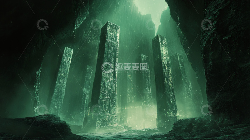 高清大图下载【趣麦麦图】黑暗洞穴石柱