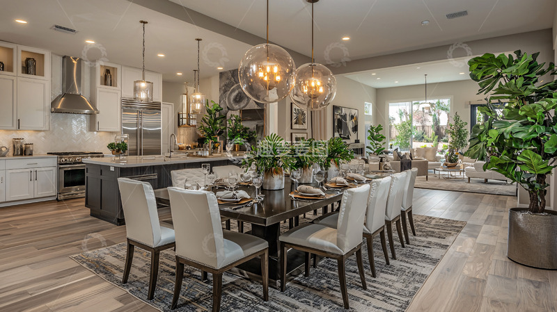 高清大图下载【趣麦麦图】现代简约开放式厨房餐厅