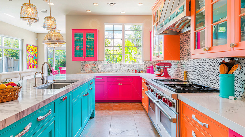 高清大图下载【趣麦麦图】色彩鲜艳的现代化厨房