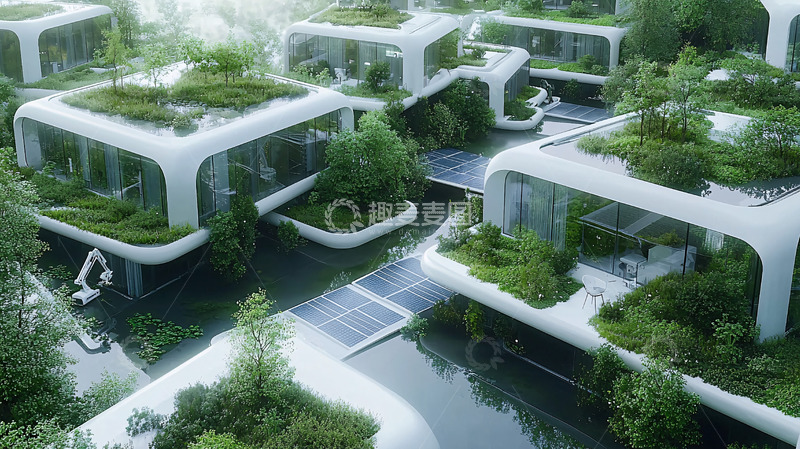 高清大图下载【趣麦麦图】未来感绿色建筑群