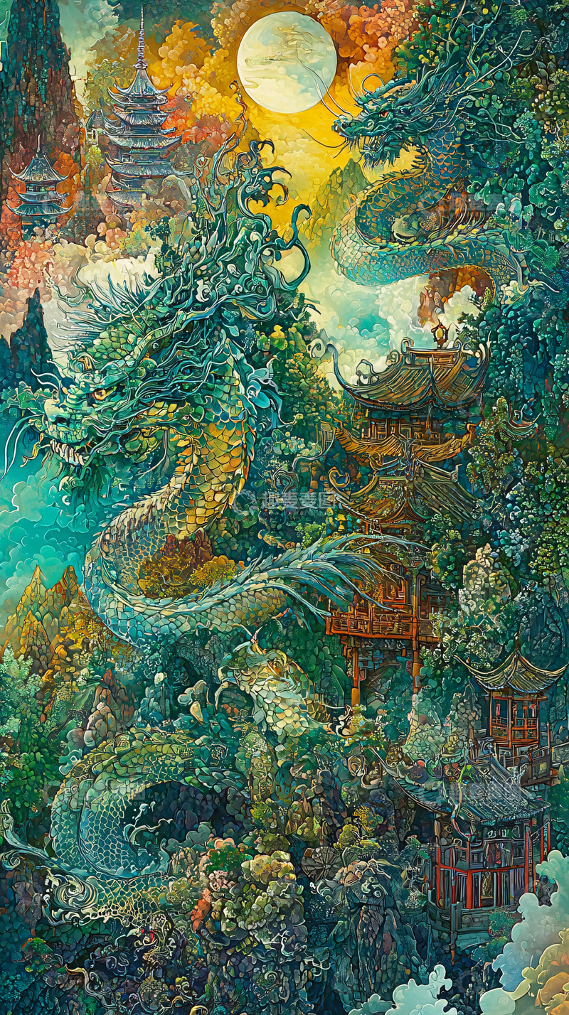 高清大图下载【趣麦麦图】水墨画龙