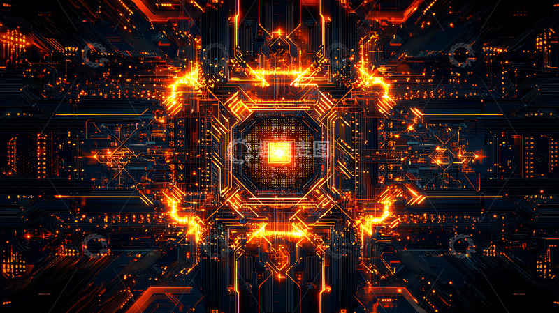 高清大图下载【趣麦麦图】科技感电路板中心发光图案