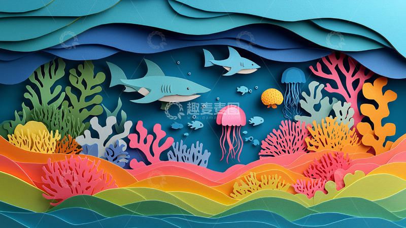 高清大图下载【趣麦麦图】海洋立体纸艺