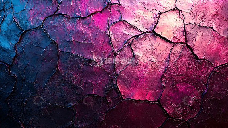 高清大图下载【趣麦麦图】裂纹岩石表面的蓝紫渐变
