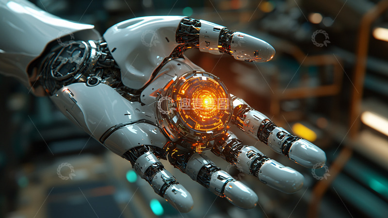 高清大图下载【趣麦麦图】机械手握着能量核心