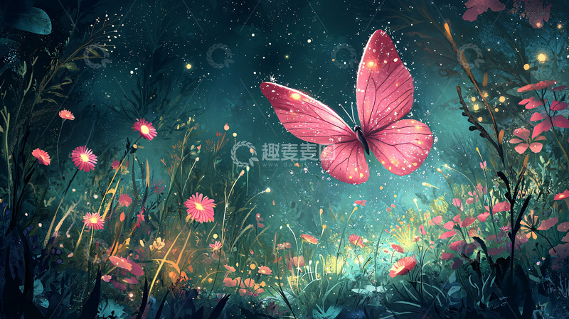 高清大图下载【趣麦麦图】梦幻粉蝴蝶