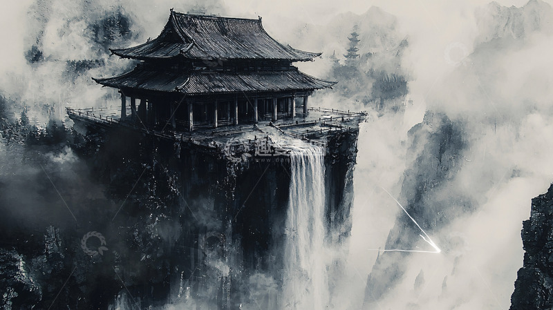 高清大图下载【趣麦麦图】悬崖上的古老寺庙