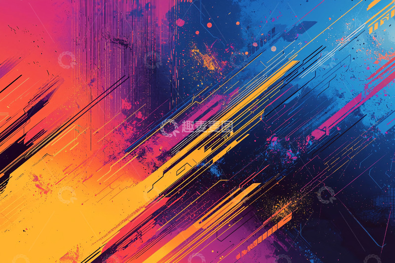 高清大图下载【趣麦麦图】抽象彩色线条