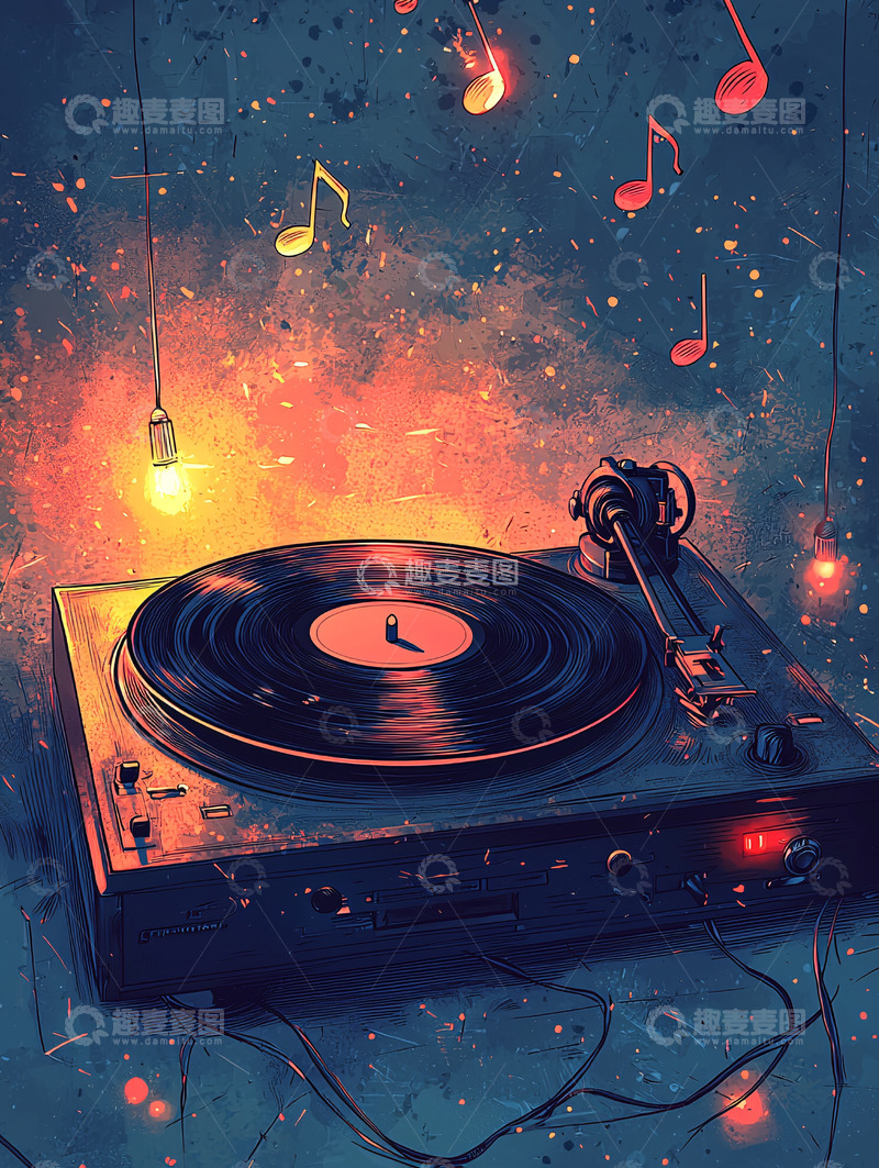 高清大图下载【趣麦麦图】黑胶唱片机