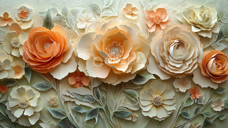 高清大图下载【趣麦麦图】立体纸花壁纸