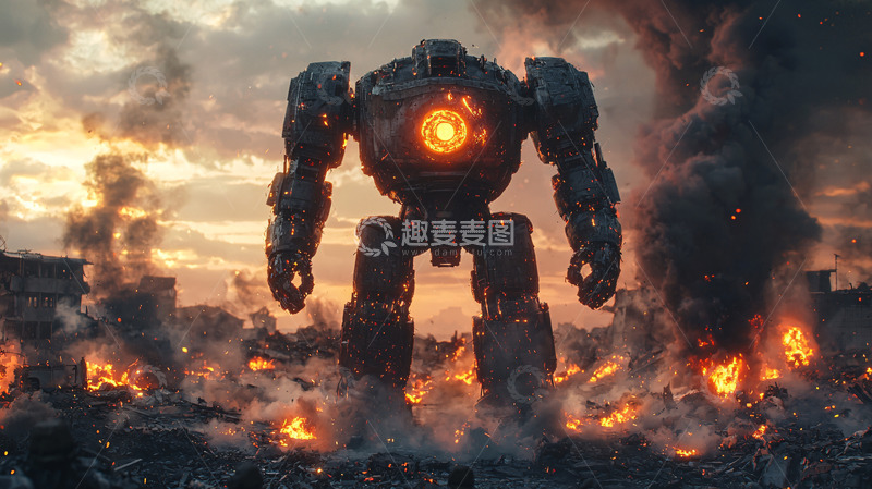 高清大图下载【趣麦麦图】战争中巨大的机器人