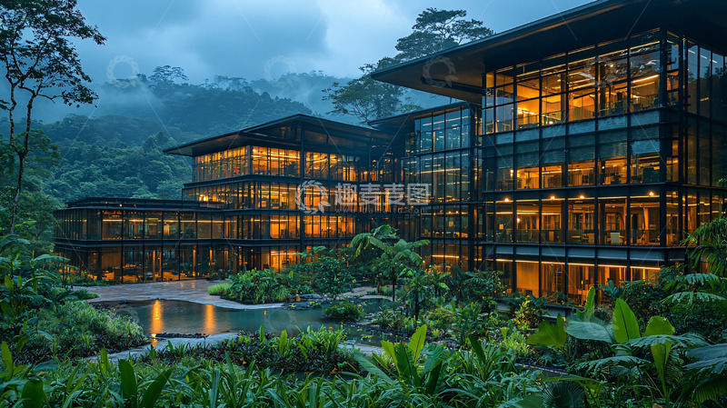 高清大图下载【趣麦麦图】山林环绕的现代化建筑