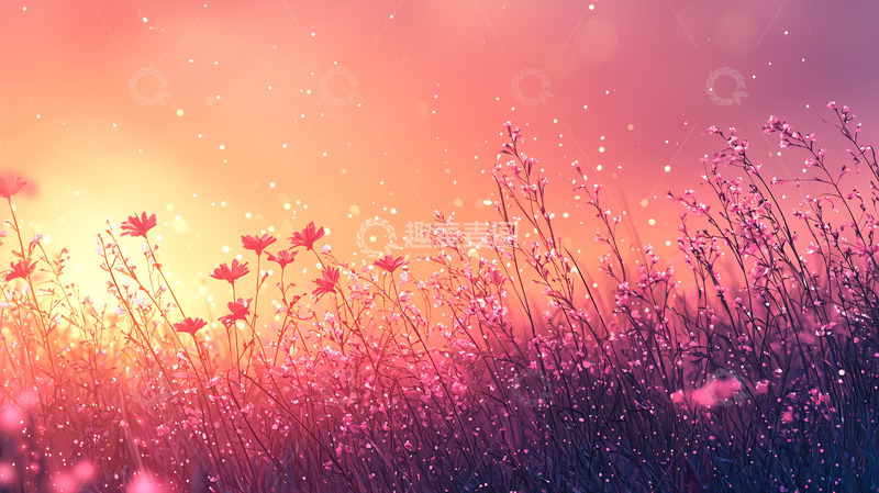 高清大图下载【趣麦麦图】日出花田唯美意境