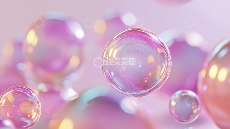 高清大图下载【趣麦麦图】梦幻粉色泡泡背景